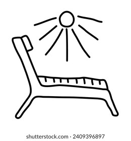 sunbathing of beach doodle illustration