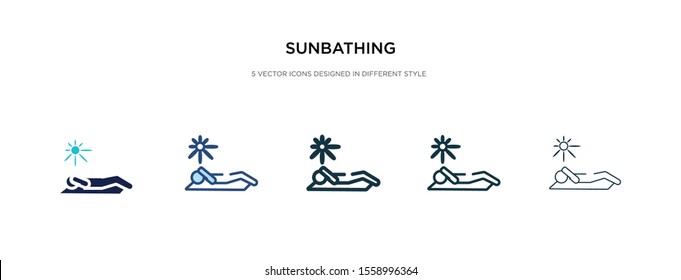 sunbathing icon in different style vector illustration. two colored and black sunbathing vector icons designed in filled, outline, line and stroke style can be used for web, mobile, ui