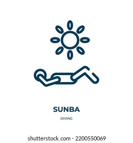 Sunbathing icon. Linear vector illustration from diving collection. Outline sunbathing icon vector. Thin line symbol for use on web and mobile apps, logo, print media.