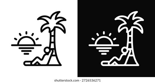 Sunbathing Icon White And Black Background Style