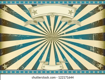 Sunbeam blue retro background. A vintage horizontal poster with a blue sunbeam for you.  Perfect size for a screen.