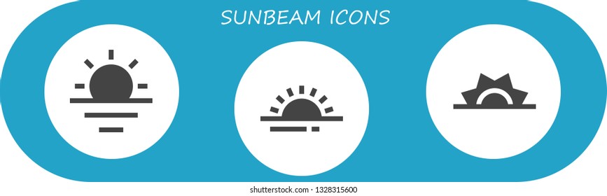 sunbeam icon set. 3 filled sunbeam icons.  Simple modern icons about  - Sunrise