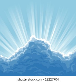 sunbeam on blue sky