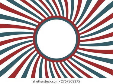 Sunbeam style red and blue abstract isolated on transparent background. Symmetrical radial spiral ornamental manga pattern. Summer poster. Flat style line texture. Vector PNG