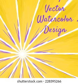 Sunbeam watercolor background. Vector illustration.