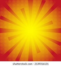 Sunbeams or explosion for comics. Vector yellow radiation background. Background of sunshine or flare from an explosion. Vector illustration.