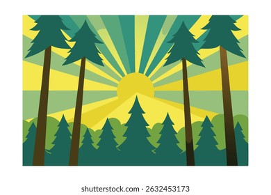 Sunbeams Filtering Through Tall Trees
