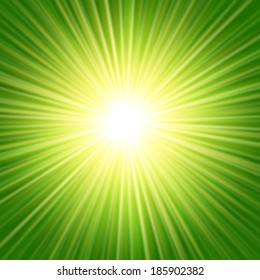 Sunbeams green  abstract vector illustration background