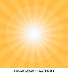 Sunbeams shining vector background square composition in yellow color