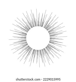 Sunbeams in vintage style isolated on white background. Vector illustration