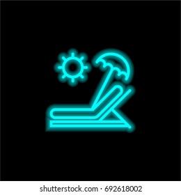 Sunbed blue glowing neon ui ux icon. Glowing sign logo vector