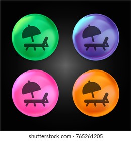 Sunbed crystal ball design icon in green - blue - pink and orange.