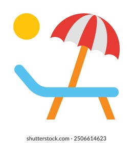 Sunbed Flat Icon Design For Personal nad Commercial Use