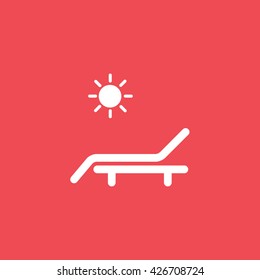 Sunbed Flat Icon On Red Background