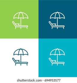 Sunbed green and blue material color minimal icon or logo design