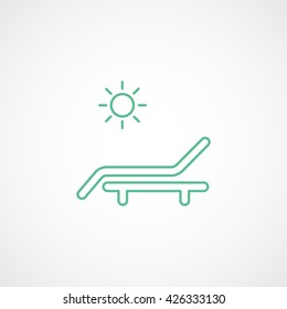 Sunbed Green Flat Icon On White Background