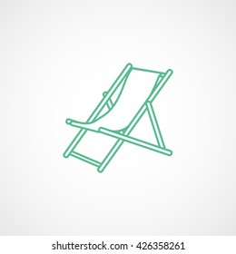 Sunbed Green Line Icon On White Background