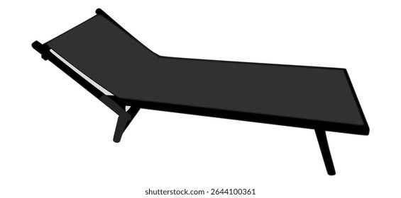 Sunbed Icon in Black – Flat Design Symbol for Relaxation, Beach, and Outdoor Furniture