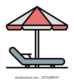 sunbed icon or logo illustration filled outline color style.