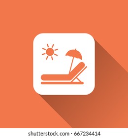 sunbed icon with long shadow icon