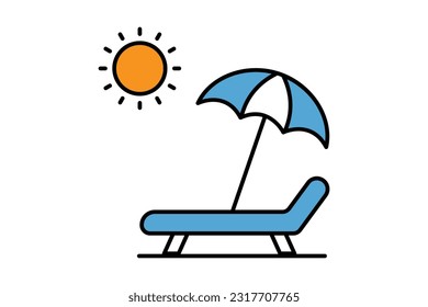 Sunbed icon. icon related to sea, summer. Contains icons beach, sun, chair, relaxation. Two tone icon style design. Simple vector design editable