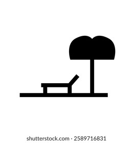 sunbed icon, simple flat style, illustration, logo sign symbol pictogram template, for ui or ux isolated on white for mobile app, editable