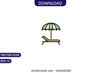 Sunbed icon in trendy flat style isolated on white background vector illustration