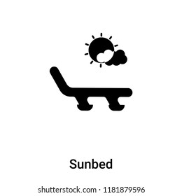 Sunbed icon vector isolated on white background, logo concept of Sunbed sign on transparent background, filled black symbol