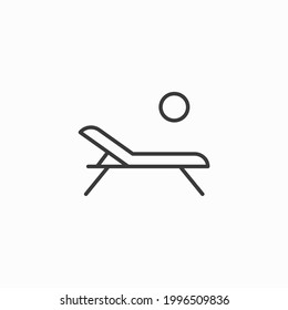 sunbed icon vector from miscellaneous collection. Thin line sunbed outline icon vector illustration. Outline, thin line sunbed. Sun lounger icon vector, isolated on white. Sunbed symbol, illustration.