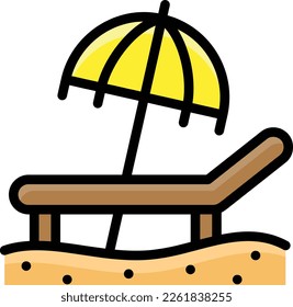 sunbed ilustration with filled outline