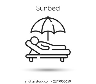 Sunbed line icon. Lounge beach chair sign. Summer umbrella symbol. Illustration for web and mobile app. Line style beach sunbed icon. Editable stroke summer vacation. Vector illustration