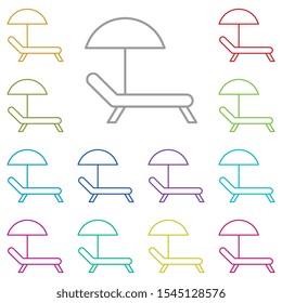 Sunbed multi color icon. Simple thin line, outline vector of summer icons for ui and ux, website or mobile application