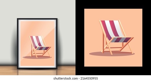 Sunbed On The Beach Chair  Frame With Mockup.Vector Illustration For Home Decorations