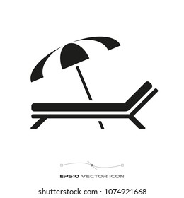 sunbed and parasol flat glyph icon vector