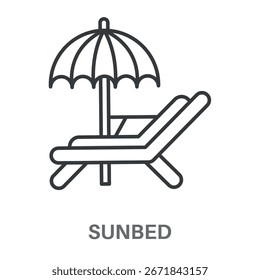 Icono de diseño de contorno de estilo simple Sunbed