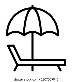 Sunbed with umbrella is the icon of beach 