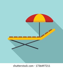 Sunbed and umbrella icon. Flat illustration of sunbed and umbrella vector icon for web design
