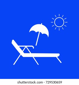 sunbed and umbrella icon vector