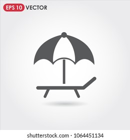 sunbed and umbrella single vector icon on light background