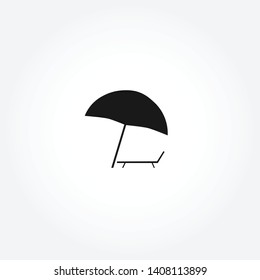 Sunbed and umbrella vector icon on white background