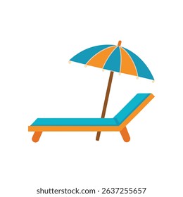 sunbed with umbrella vector silhouette vector icon