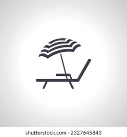 Sombra bajo un icono del paraguas. Icono de la tumbona y el paraguas del sol
