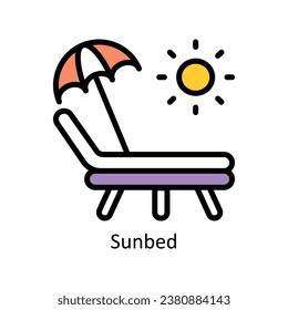 Sunbed  vector Filled outline Design illustration. Symbol on White background EPS 10 File 