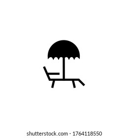 Sunbed vector icon in black flat glyph, filled style isolated on white background