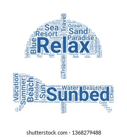 sunbed word cloud. tag cloud about sunbed