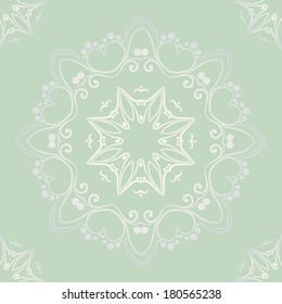 Sun-bleached blue vintage Wallpaper with circular ornament