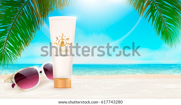 Sunblock Ads Template Gold Tube Sun Stock Vector (Royalty Free ...