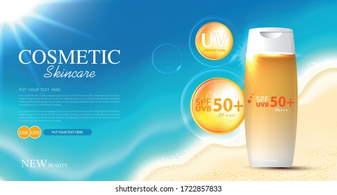 Sunblock Ads Template Sun Protection Cosmetic Stock Vector (Royalty ...