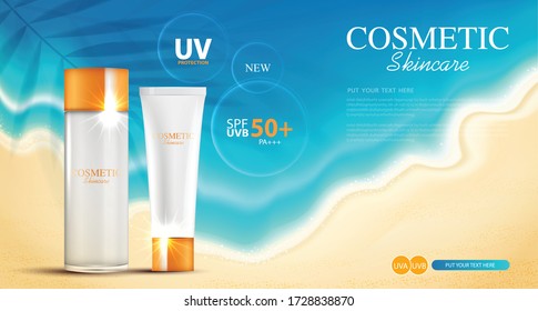 Sunblock Ads Template Sun Protection Cosmetic Stock Vector (Royalty ...