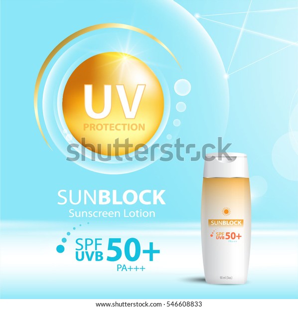 Sunblock Ads Template Sun Protection Cosmetic Stock Vector (Royalty ...